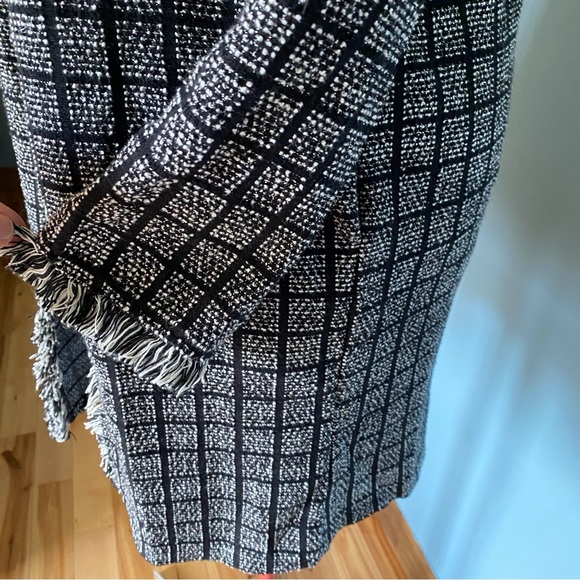 Zara Basic Black and Beige Tweed Long Open Cardigan / Duster - Picture 4 of 12